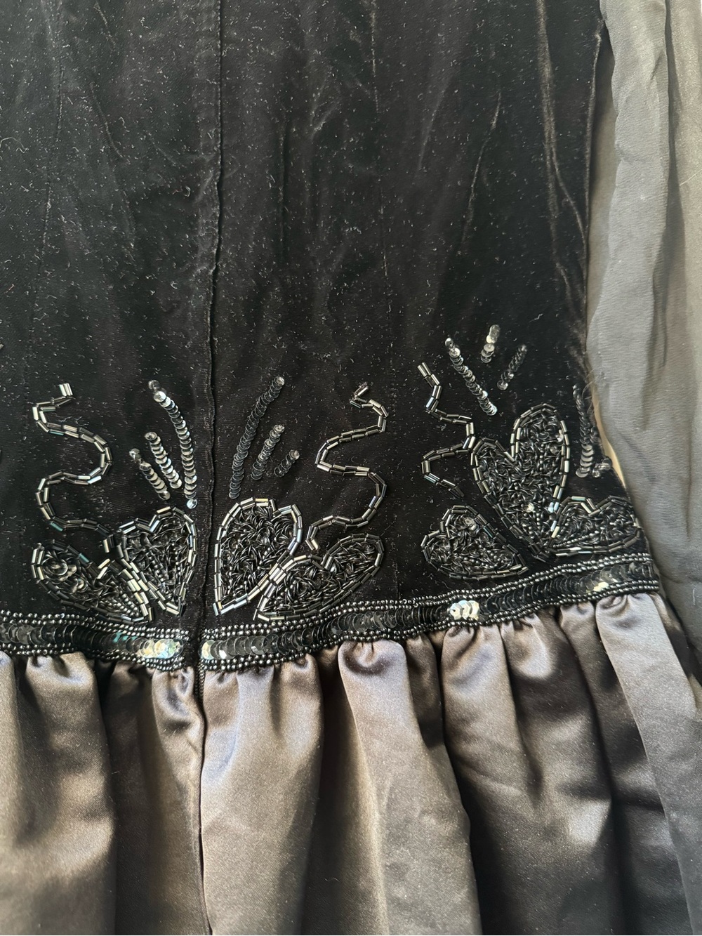 Vintage 80’s Fabrice New York Party Black Beaded Sheer Mini Dress - Picture 16 of 16